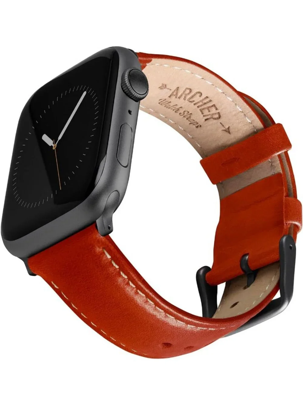 Men's Cognac/Natural Thread, Matte Gray Hardware Leather Straps Apple Watch